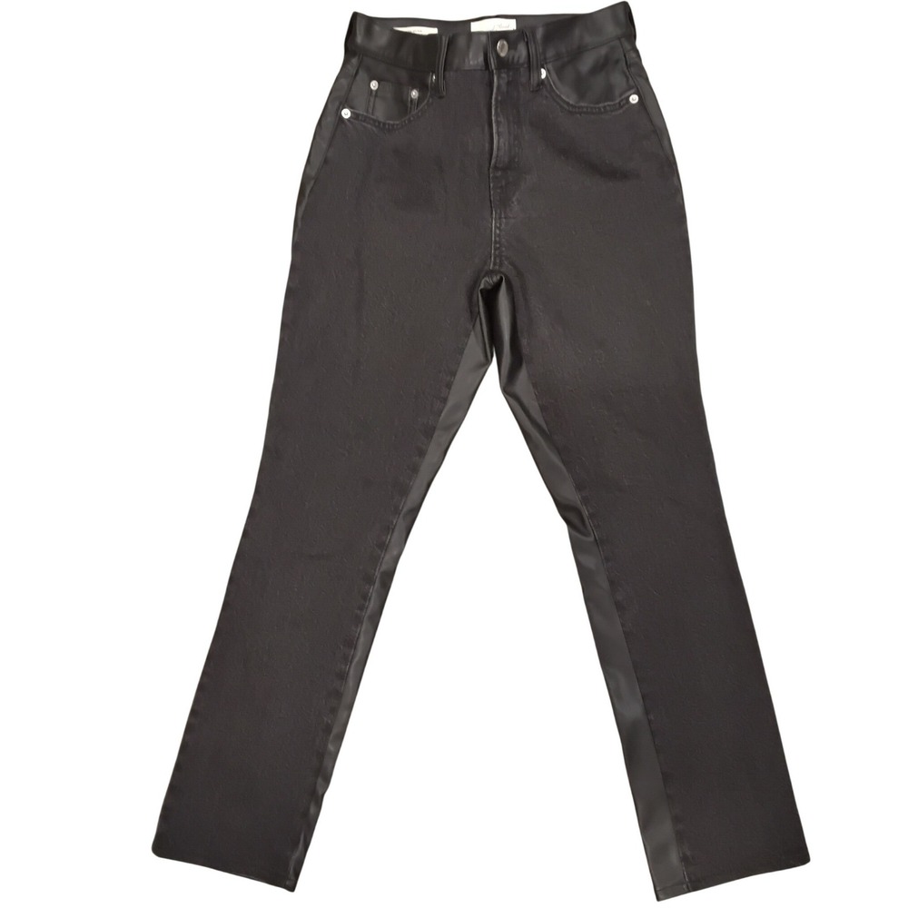 Universal Thread Mid-Rise 80s Slim Faux Leather Denim Mixed Media Jeans 6R NWT‎